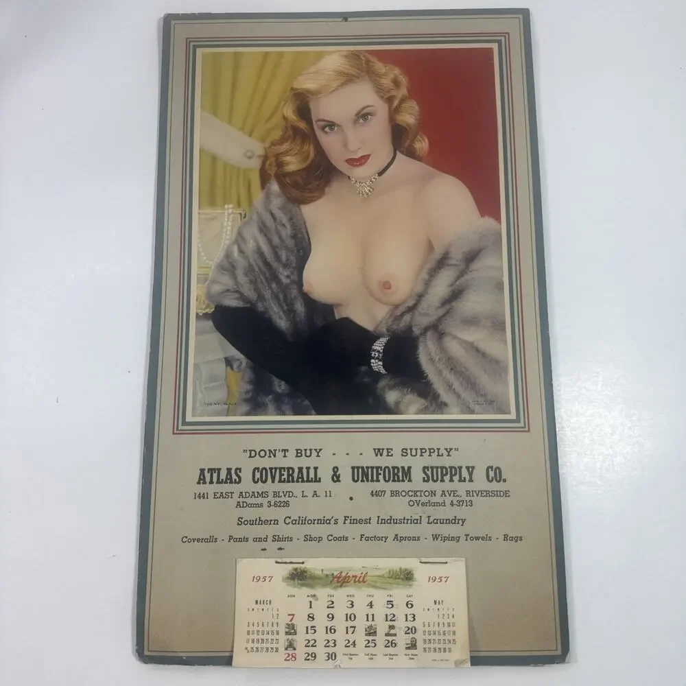 Vintage 1957 Atlas Coverall & Uniform Calendar California